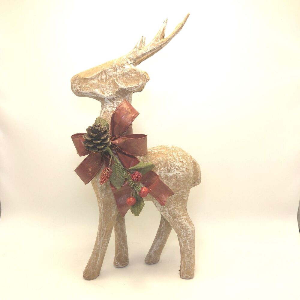 Vintage Paper Mache Reindeer Philippines 15.5" Christmas Folk Art Deer
